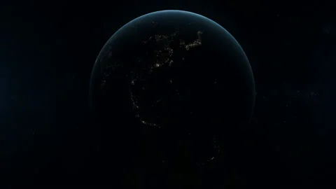 Realistic planet Earth rotating in deep space. Seamless loop digital background. Stock Footage 101636786