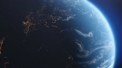 Realistic Planet Earth in Space hovering over africa and europe Видео 144036627