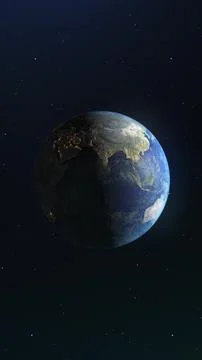 Realistic planet Earth. Spinning globe in outer space. Realistic 3d render. Illustration