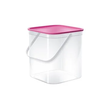 Realistic plastic bucket, container, square bin Иллюстрация