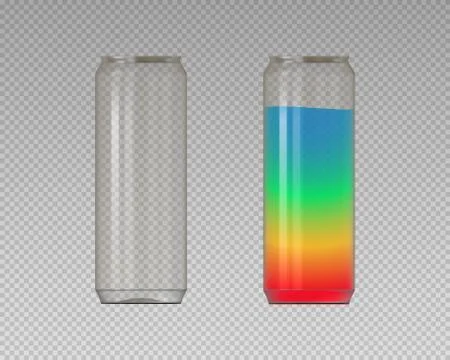 Realistic plastic cans. PET cans for coctails. Vector Stock Illustration