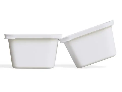 Realistic plastic container packaging or plastic food for mockup collection  Illustrazione stock