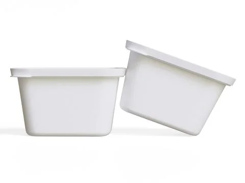 Realistic plastic container packaging or plastic food for mockup collection  Illustrazione stock