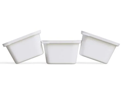 Realistic plastic container packaging or plastic food for mockup collection  Illustrazione stock