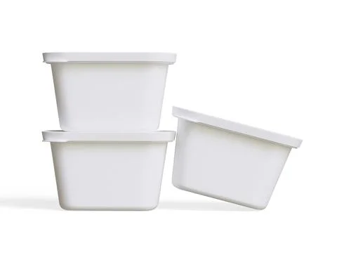 Realistic plastic container packaging or plastic food for mockup collection  Illustrazione stock