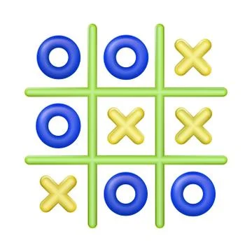 Realistic plastic multi colored toy Tic Tac Toe. Cross-zero. 스톡 일러스트