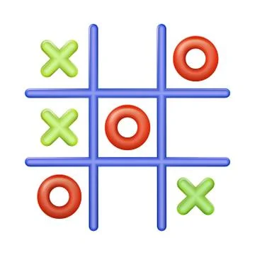 Realistic plastic multi colored toy Tic Tac Toe. Cross-zero. 스톡 일러스트