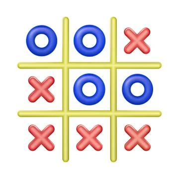 Realistic plastic multi colored toy Tic Tac Toe. Cross-zero. 스톡 일러스트
