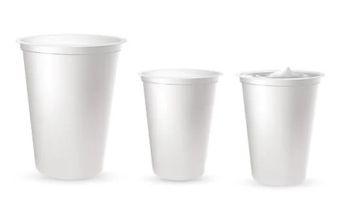 Realistic plastic packages for yogurt. 3d Vector. Stock Illustration