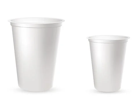 Realistic plastic packages for yogurt. 3d Vector. Illustrazione stock