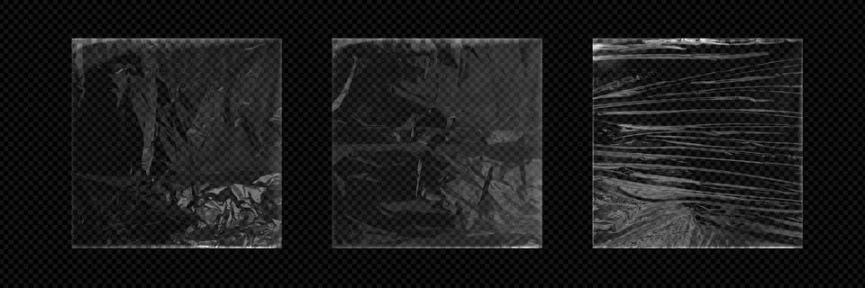 Realistic plastic wrap overlay set Stock Illustration