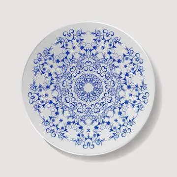 Realistic Plate Vector. Closeup Porcelain Tableware Isolated. Ceramic Kitchen Stock Illustration