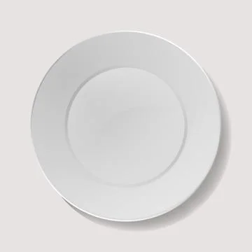 Realistic Plate Vector. Closeup Porcelain Mock Up Tableware Isolated. Clean Stock Illustration