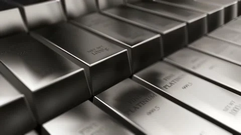 Realistic platinum ingots animation abstract background for finance Stock Footage 146814859