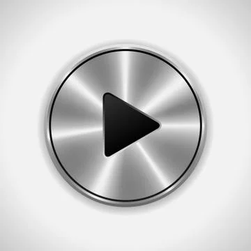 Realistic Play metal button. Vector eps10. Isolated Stock Illustration
