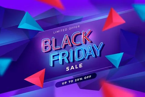 Realistic polygonal black friday background Stock Illustration