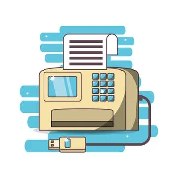 Realistic printer cartoon Stock Illustration