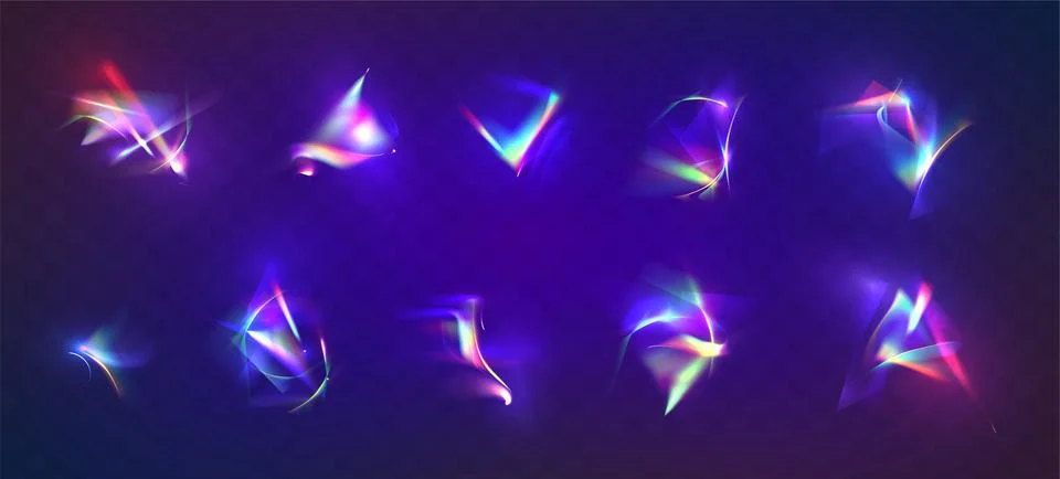 Realistic prism light reflection or rainbow flares from diamond or lens Stock Illustration