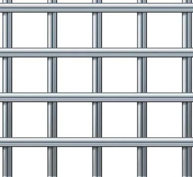 Realistic prison metal bars. Prison fence jail. Iron jail cage. Template design Stock Illustration