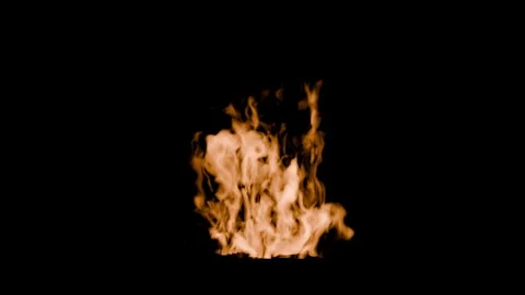 Realistic Procedural Fire Flames Burning on Black Background Animation. 4K Видео 336742095