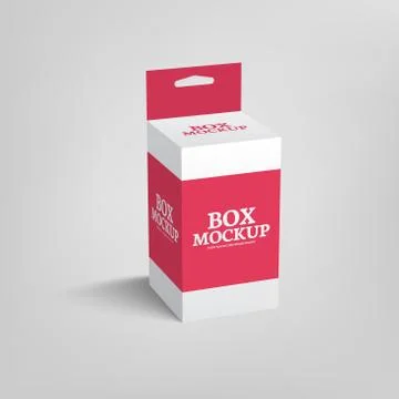 Realistic product package box mock-up with hang slot Illustrazione stock