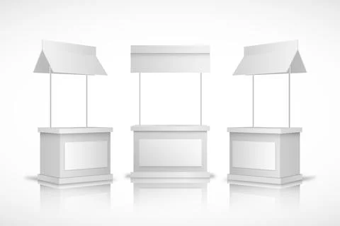 Realistic promotion counter table front view and side view Stock Illustration