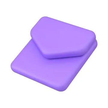 Realistic purple envelope isometric 3d icon new message internet chat notific Stock Illustration