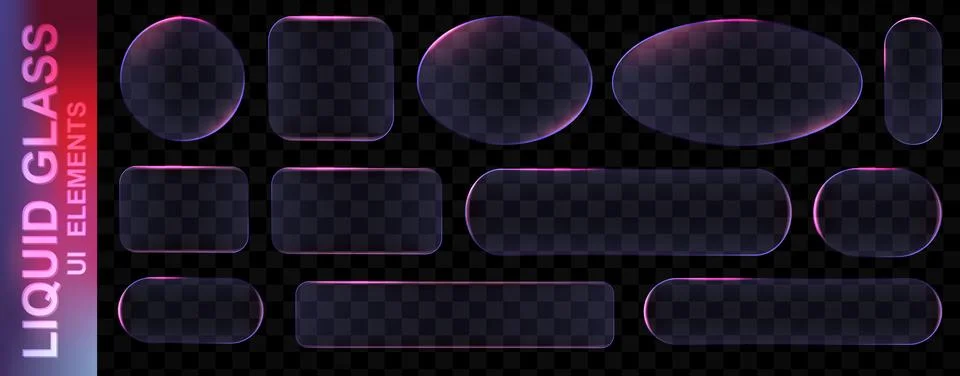 Realistic purple glassmorphism style basic IU mockup elements isolated on 스톡 일러스트