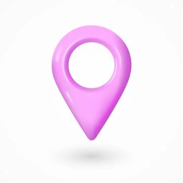 Realistic purple icon map pointer. locate pin gps map. 3d design in plastic.. Stock Illustration