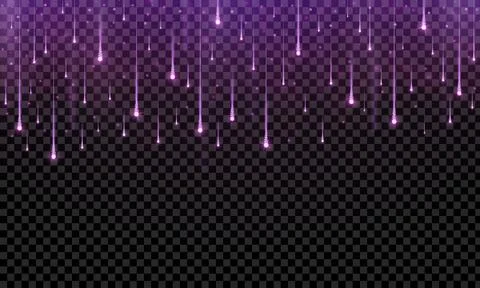 Realistic purple starfall isolated on transparent background. Stars, glitter, Stock Illustration