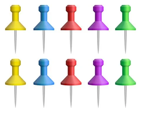 Realistic push pin set vector illustration Stock Illustration