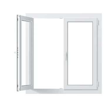 Realistic pvc window with open sash 3d mockup Ilustración de archivo