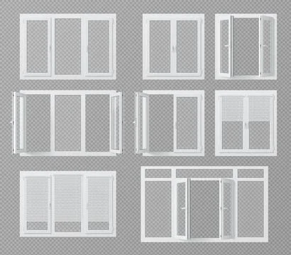 Realistic pvc windows, with shutter or jalousie Stock Illustration