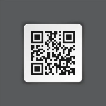 Realistic QR code sticker on gray background. Identification tracking code Stock-Illustration