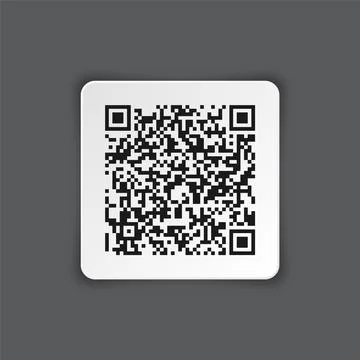 Realistic QR code sticker on gray background. Identification tracking code Illustrazione stock