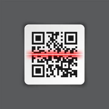Realistic QR code sticker on gray background. Identification tracking code 스톡 일러스트