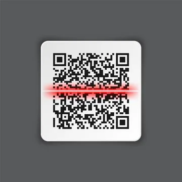 Realistic QR code sticker on gray background. Identification tracking code Stock Illustration