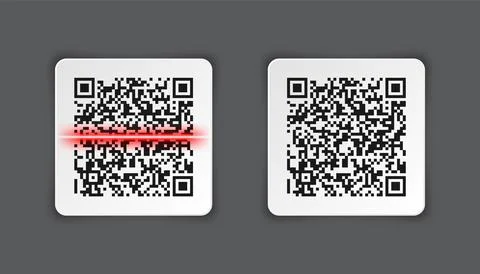Realistic QR code sticker on gray background. Identification tracking code 库存插图