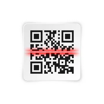 Realistic QR code sticker. Identification tracking code. Serial number, product Illustrazione stock