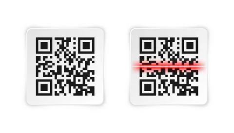 Realistic QR code sticker. Identification tracking code. Serial number, product Stock Illustration