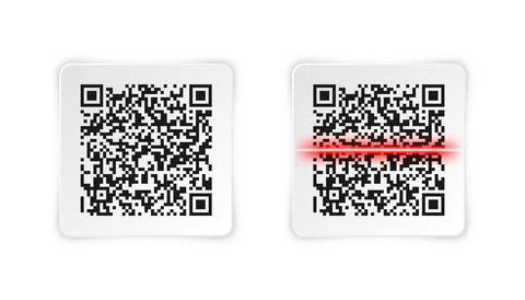 Realistic QR code sticker. Identification tracking code. Serial number, product Illustrazione stock