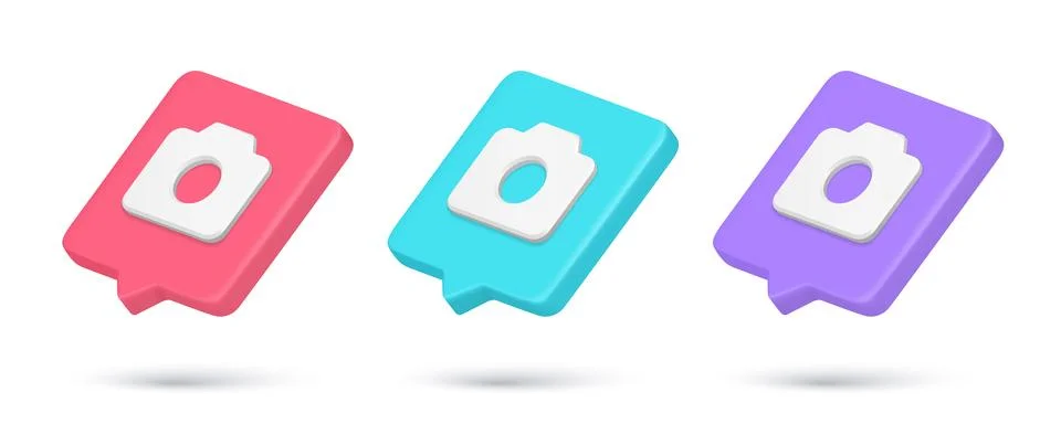Realistic quick tips camera photo multimedia content 3d icon collection vec.. 스톡 일러스트