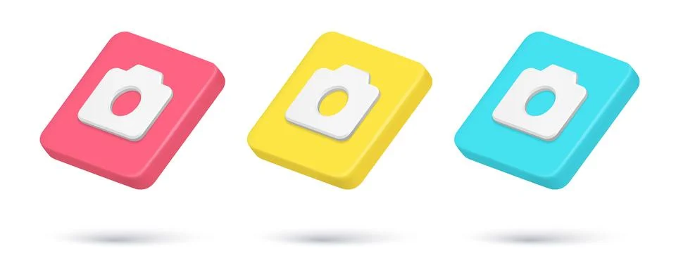 Realistic quick tips camera photo multimedia content 3d icon collection vecto 스톡 일러스트