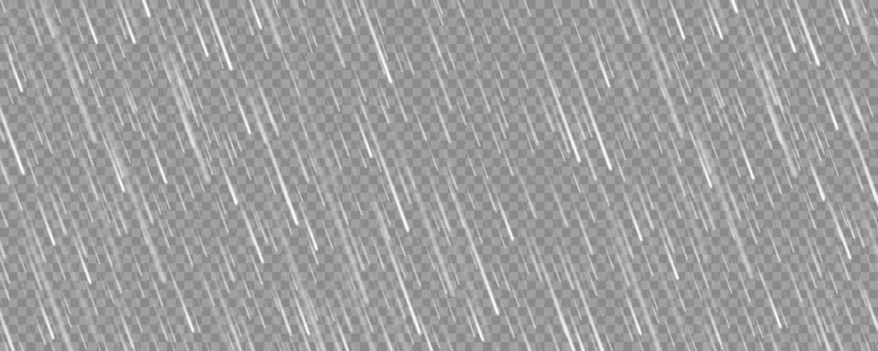 Realistic rain texture on transparent background. Rainfall, water drops effect Stock Illustration