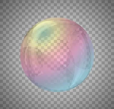 Realistic rainbow color bubbles on transparent Stock Illustration