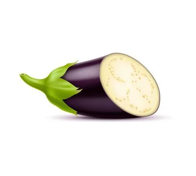 Realistic raw isolated eggplant vegetable half Illustrazione stock