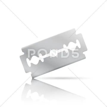 Realistic razor blade, front view Stock Illustration
