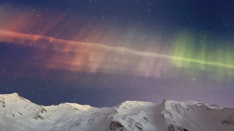 Realistic real time Northern lights Polar Aurora Borealis dancing over mountains Stock Footage 149198119