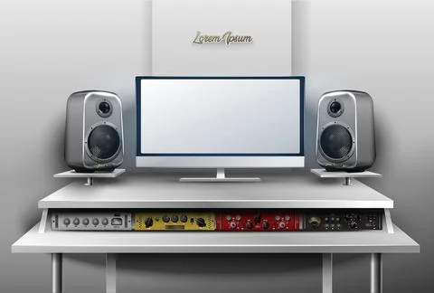 Realistic recording studio. Stock Illustration