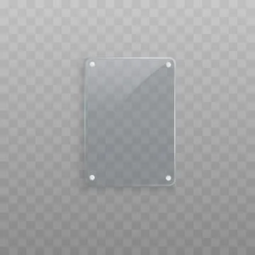 Realistic rectangle glass plate with four silver screws Stock Illustration